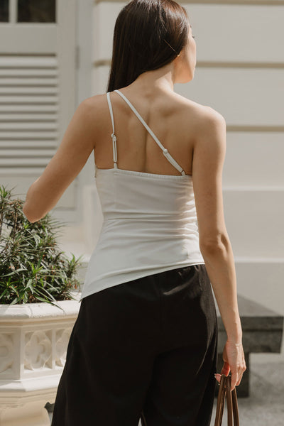 Kyer Padded One Shoulder Top (White)