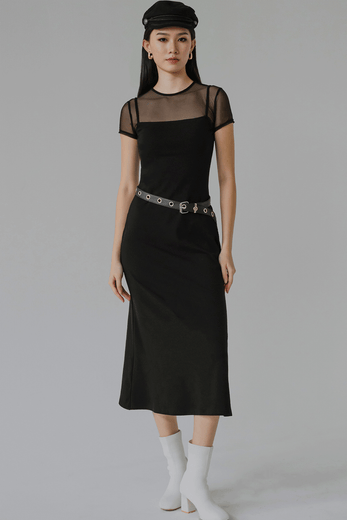 Backorder* Muse Padded Mesh Dress (Black)