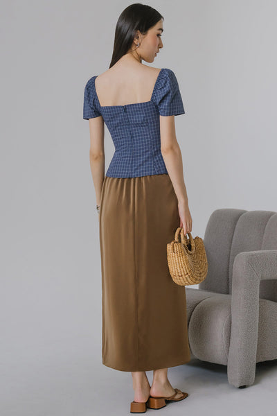 Lexi Padded Plaid Top (Blue)