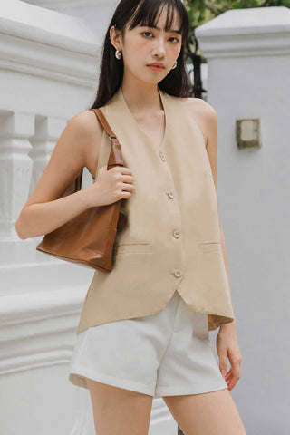 Vera Linen Vest (Tan)
