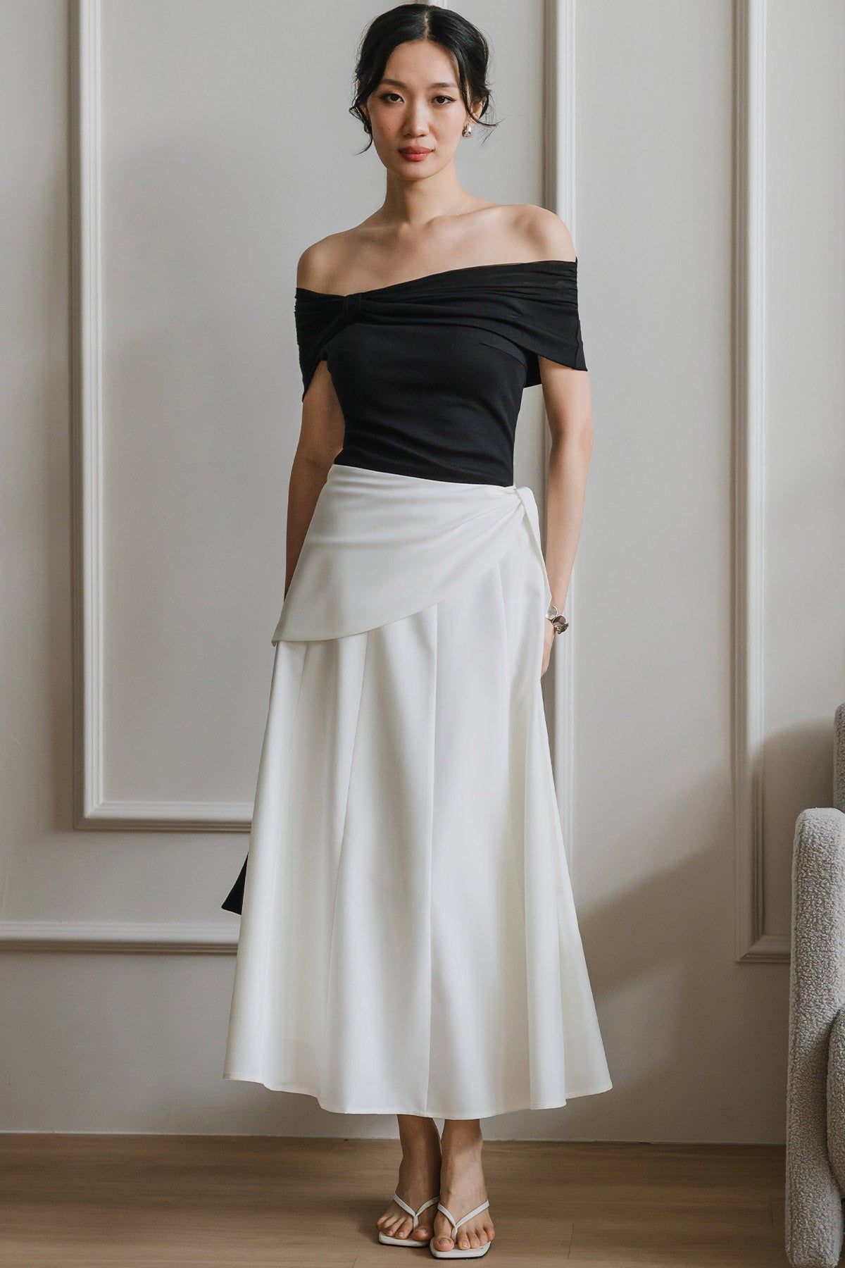 Celia Padded Off Shoulder Top (Black)