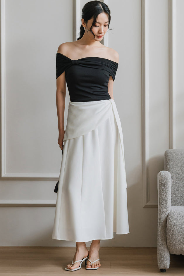 PO* Ava Overlap Scarf Skirt (White)