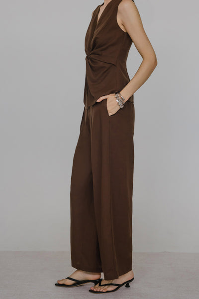 Leona Linen Pants (Brown)