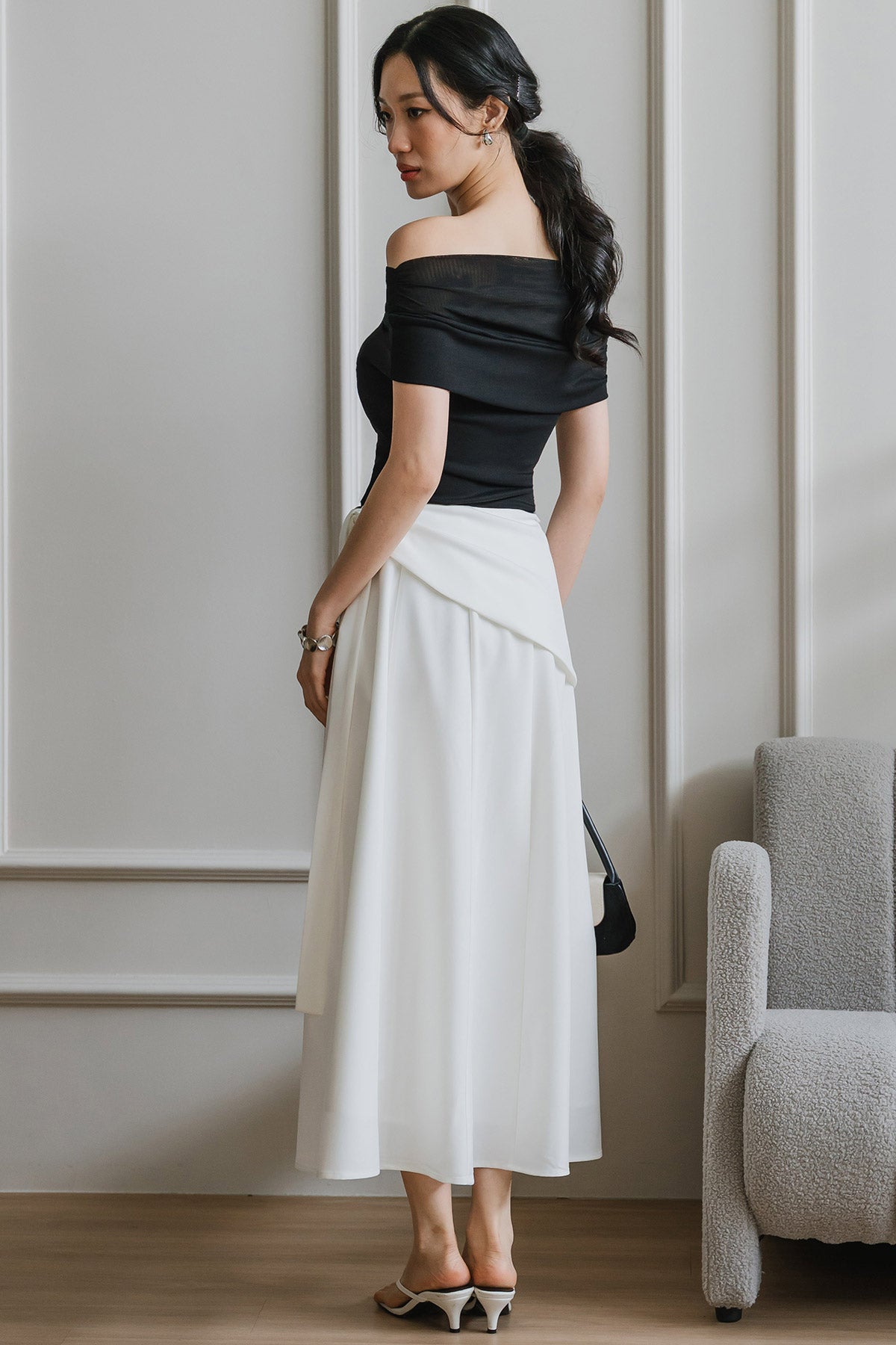PO* Ava Overlap Scarf Skirt (White)