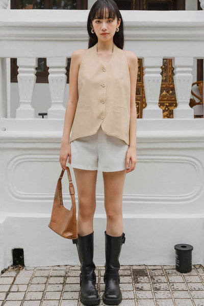 Vera Linen Vest (Tan)