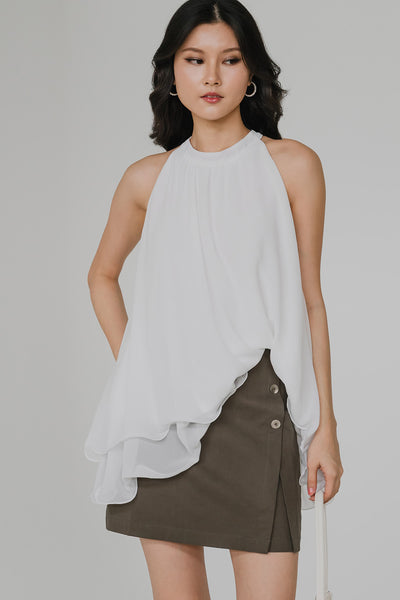 Anya Tiered Ruffle Top (White)