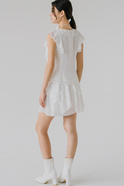 Lucien Ruffle Skort (White)