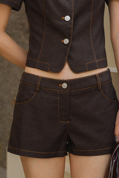 Kendall Denim Shorts (Brown)