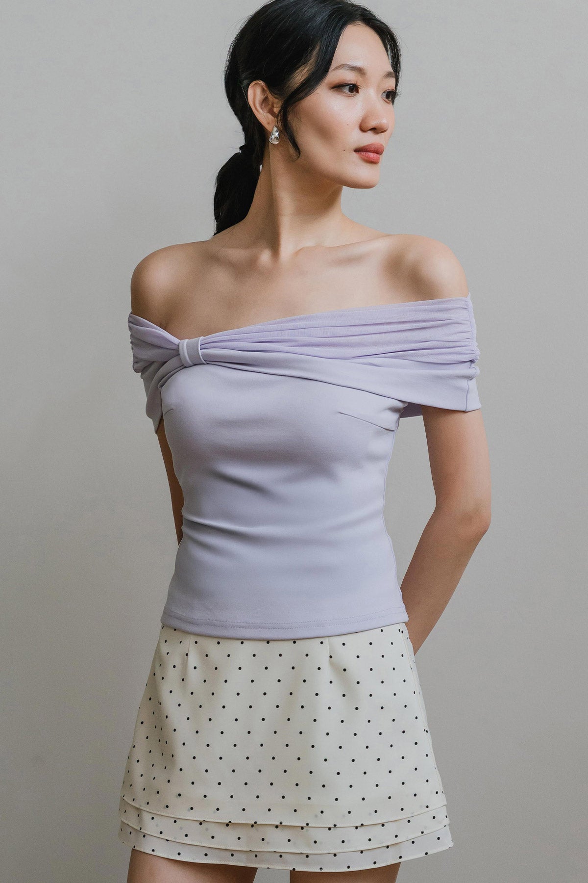 Celia Padded Off Shoulder Top (Lilac)