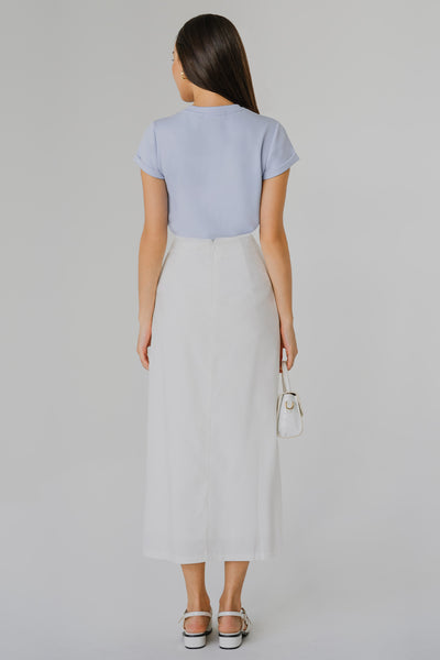 Cascade Linen Skirt (White)