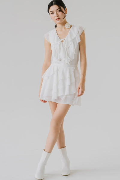 Lucien Ruffle Skort (White)