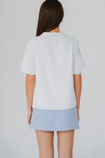 Hepburn’s Tie Front Blouse (White)