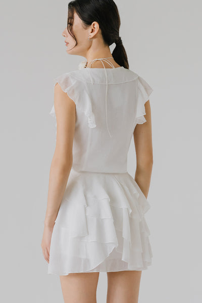 Lucien Ruffle Skort (White)