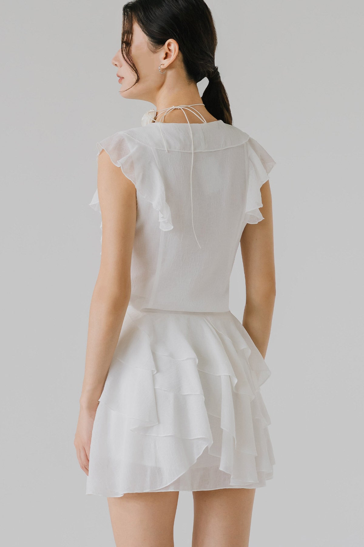 Backorder* Lucien Ruffle Bead Top (White)