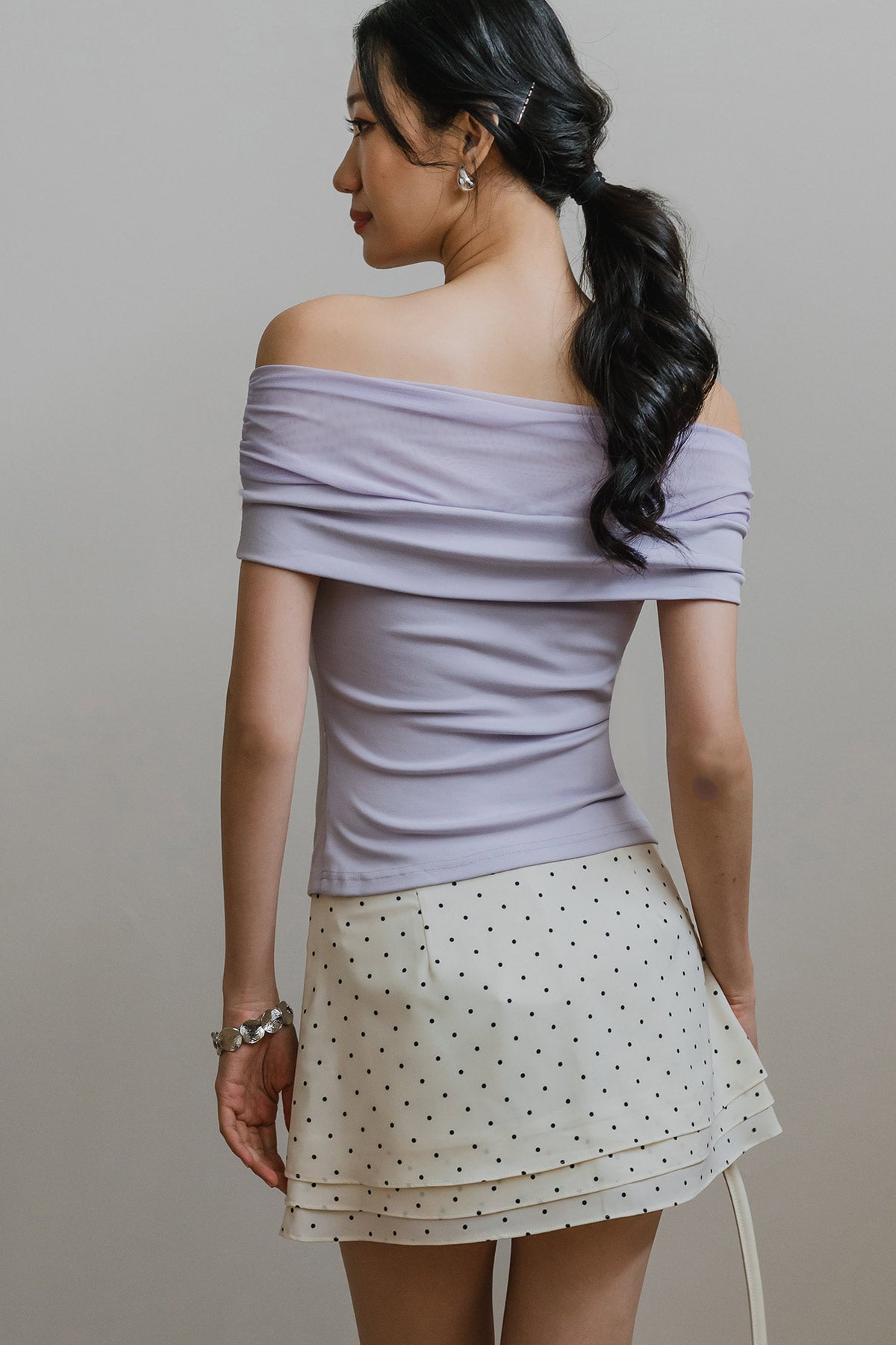 Celia Padded Off Shoulder Top (Lilac)