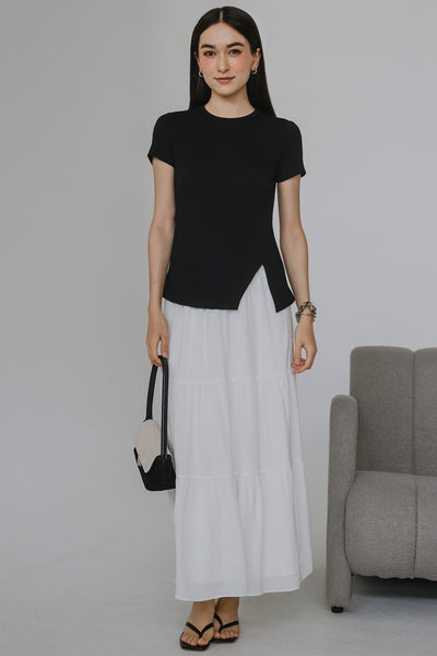 Iris Padded Cotton Tee (Black)