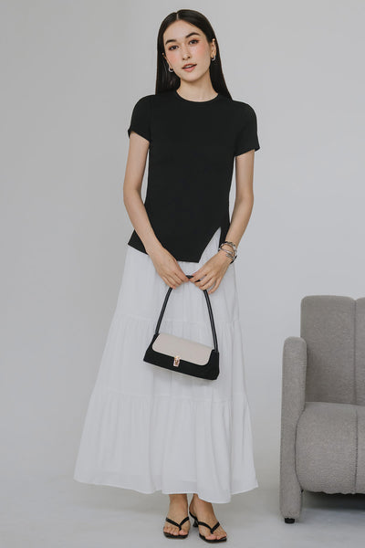 Iris Padded Cotton Tee (Black)