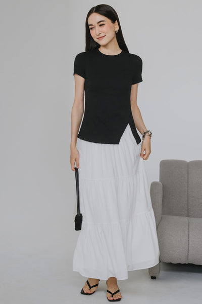 Iris Padded Cotton Tee (Black)