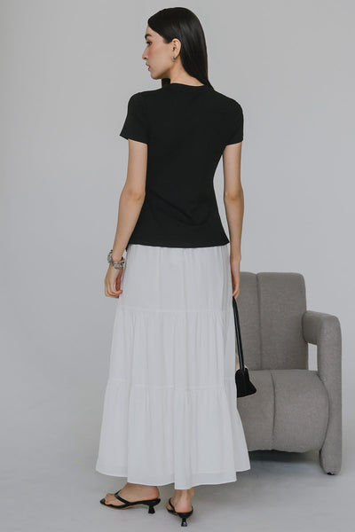 Iris Padded Cotton Tee (Black)