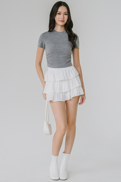 Calla Padded Ruched Tee (Grey)