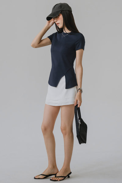 Iris Padded Cotton Tee (Navy)