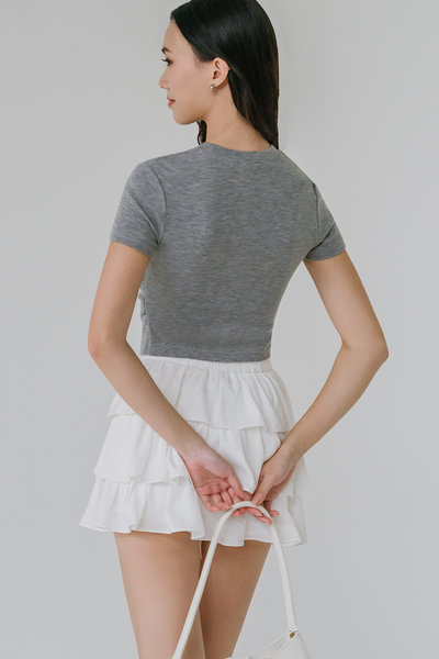 Calla Padded Ruched Tee (Grey)