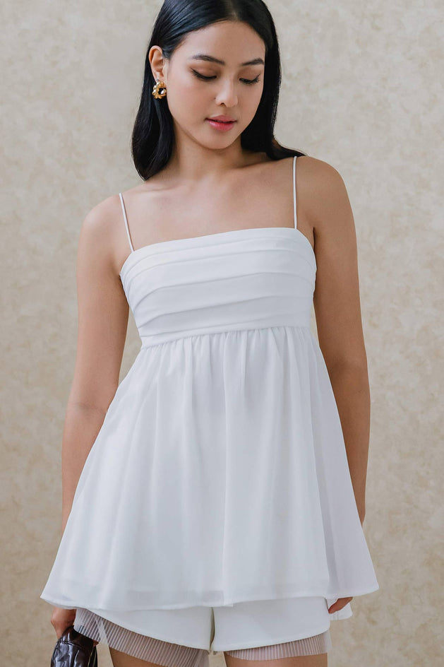 Freya Padded Babydoll Top (White)