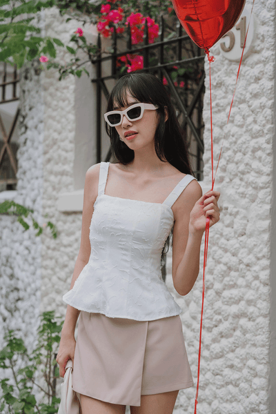 Liv Padded Embossed Top (White)