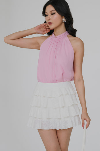 Sadie Lace Ruffle Skort (White)