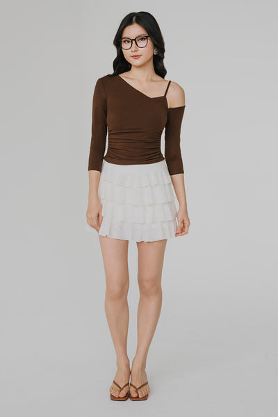 Thea Padded One Shoulder Top (Cocoa)