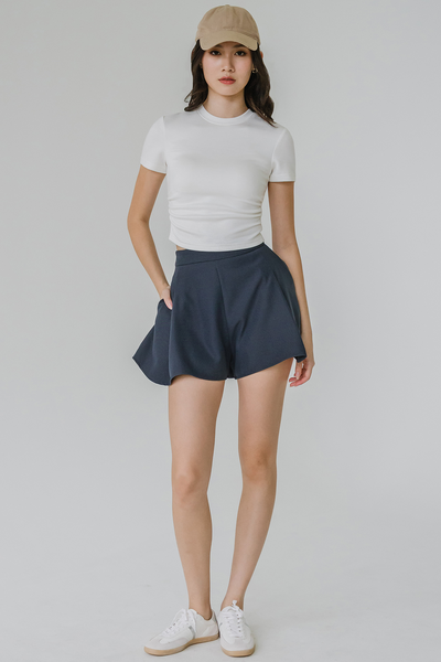 Calla Padded Ruched Tee (White)