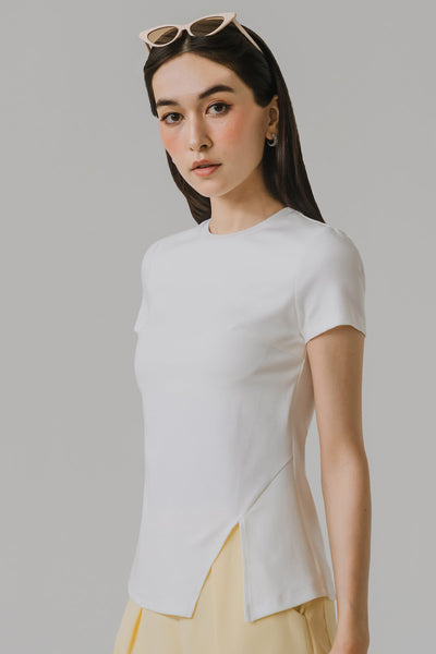 Iris Padded Cotton Tee (White)