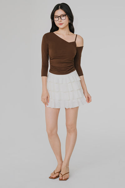 Thea Padded One Shoulder Top (Cocoa)