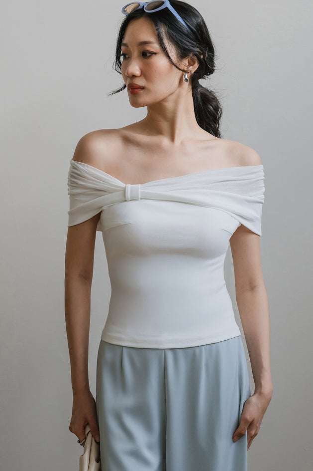 Celia Padded Off Shoulder Top (White)