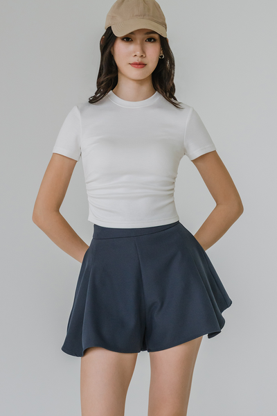 Calla Padded Ruched Tee (White)