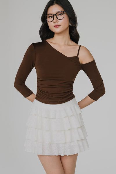 Thea Padded One Shoulder Top (Cocoa)