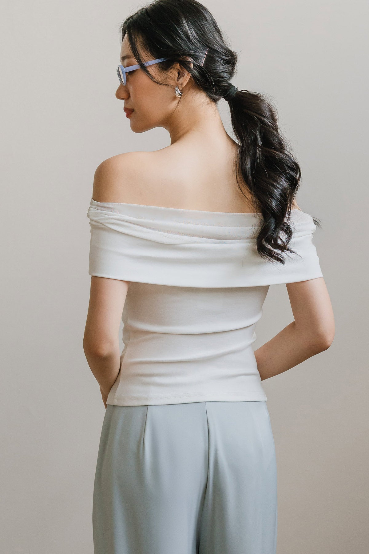 Celia Padded Off Shoulder Top (White)