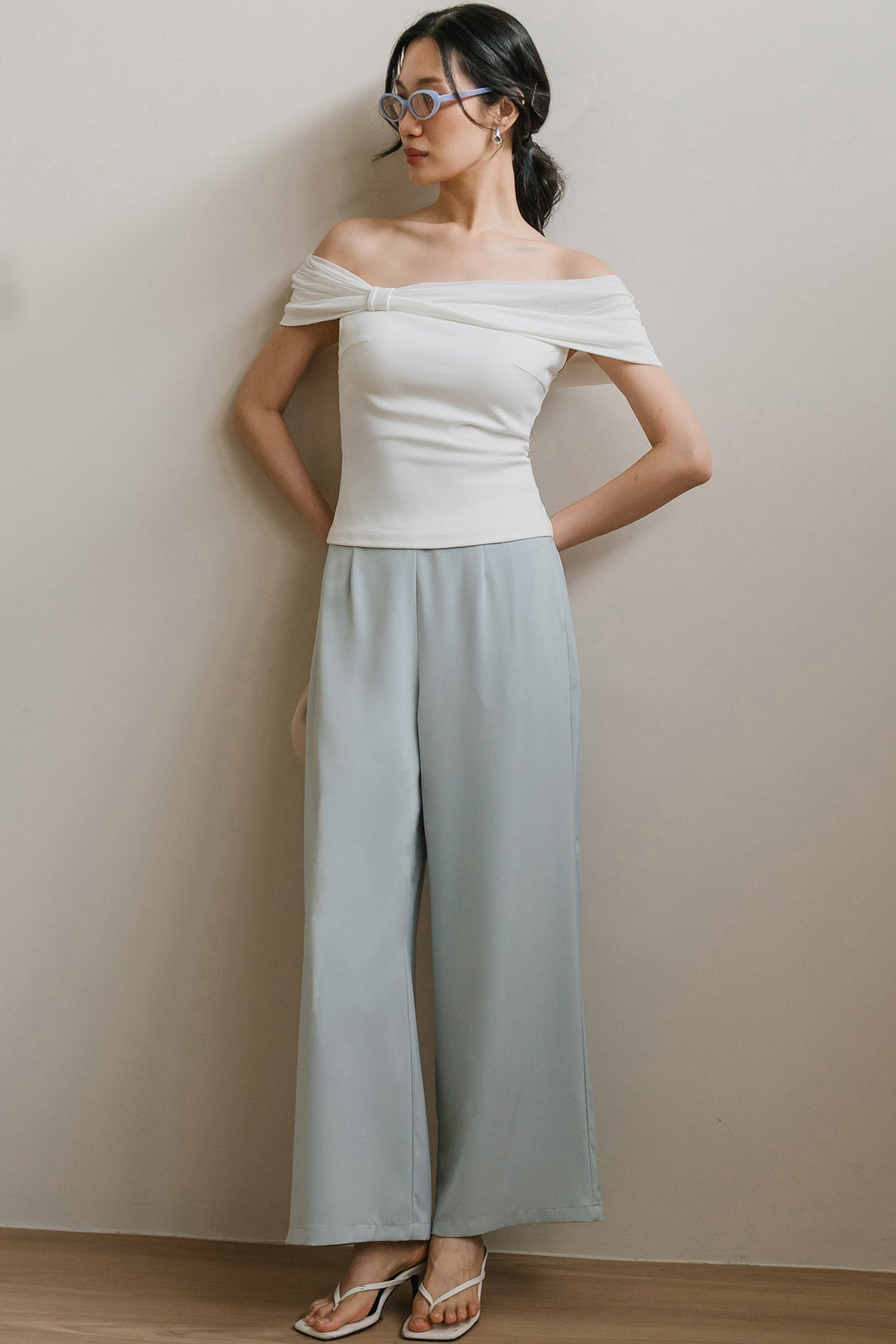 Celia Padded Off Shoulder Top (White)