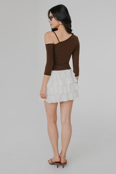 Thea Padded One Shoulder Top (Cocoa)