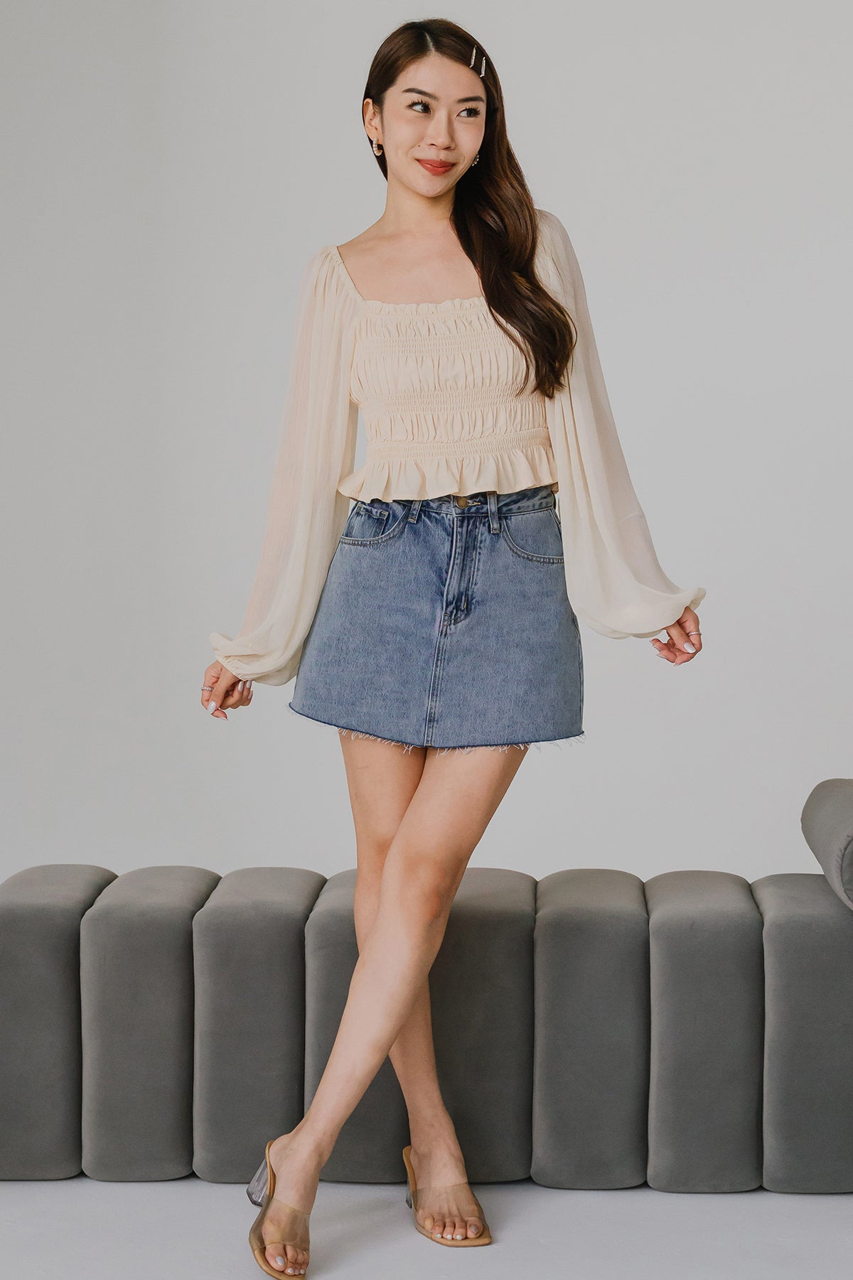 Éclat Dream Smocked Top (Cream)