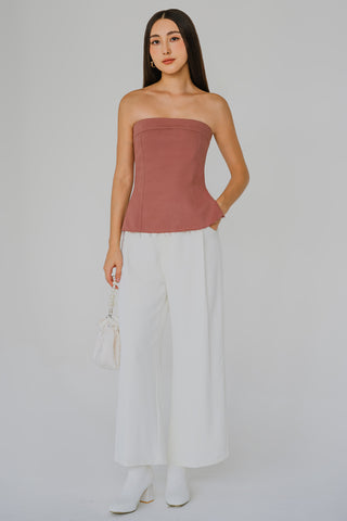 Fray Denim Bandeau Top (Sunset blush)