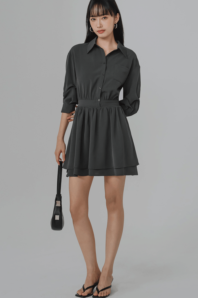 Captivate Shirt Dress (Dark Grey) Ohvola Captivate Shirt Dress (Dark Grey) Ohvola