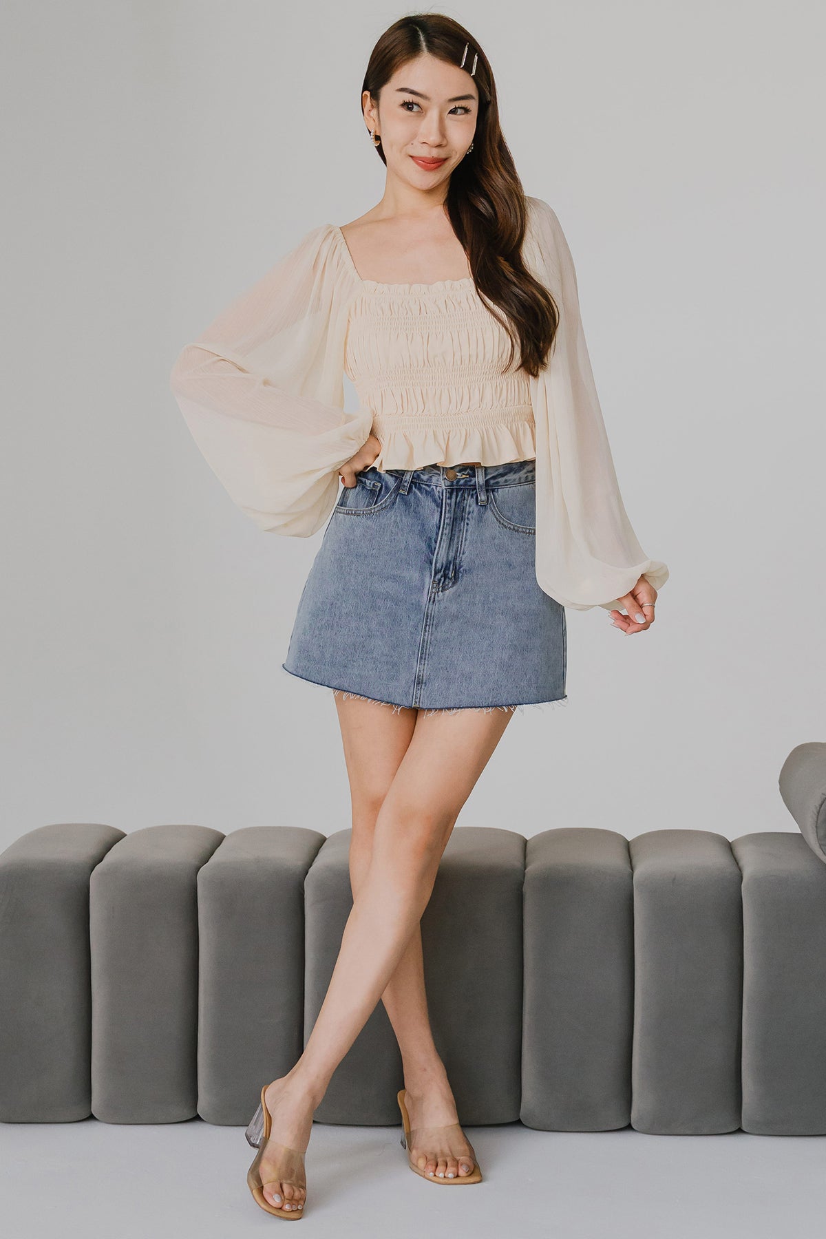 Éclat Dream Smocked Top (Cream)