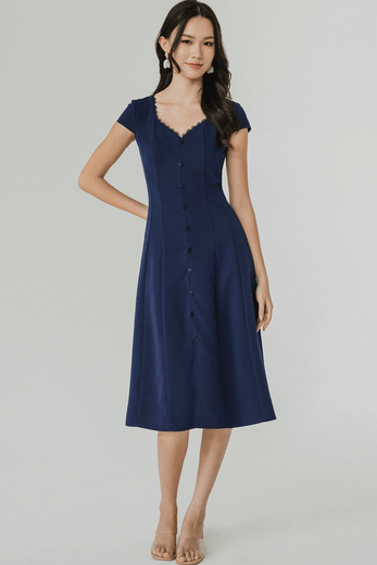 Rumi Crochet Trim Dress (Blue)