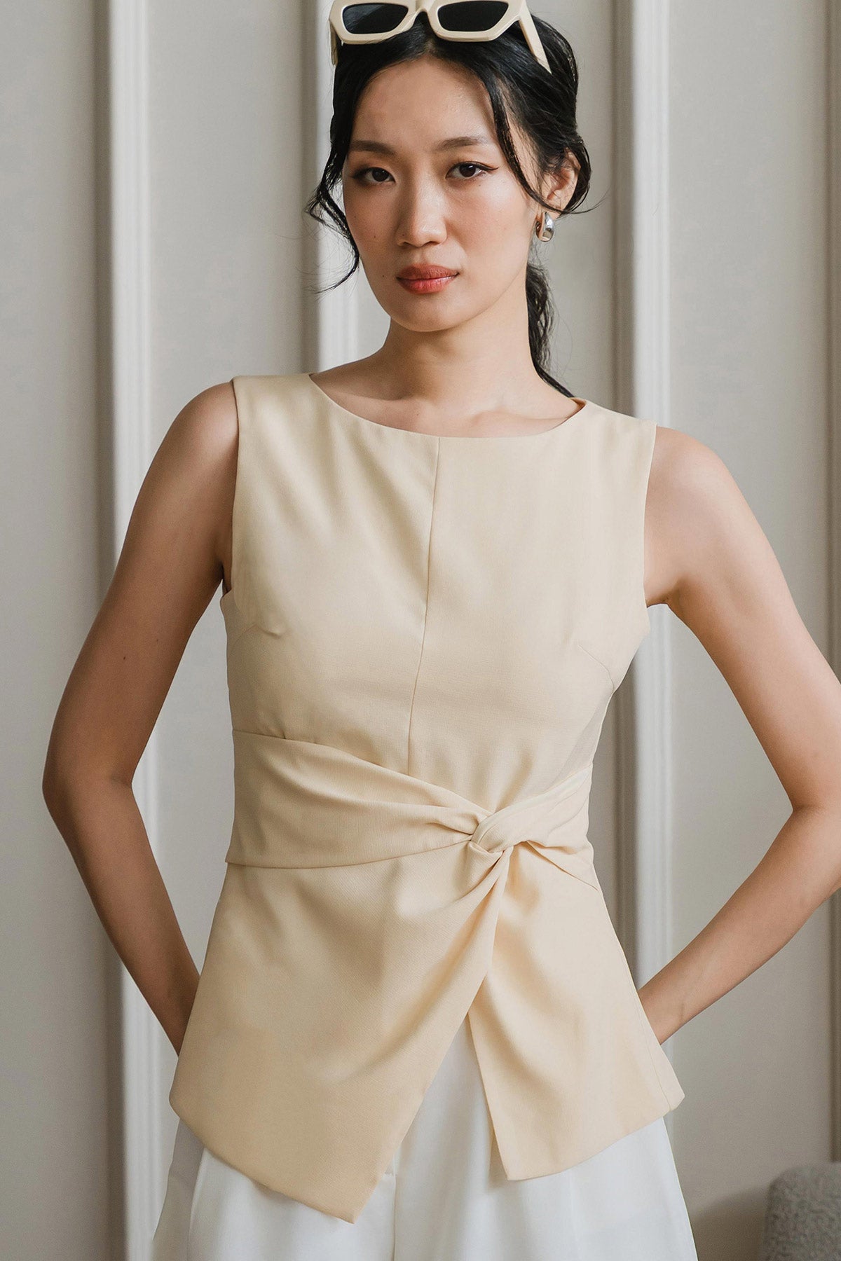 Aniston Padded Knot Top (Pale Yellow)