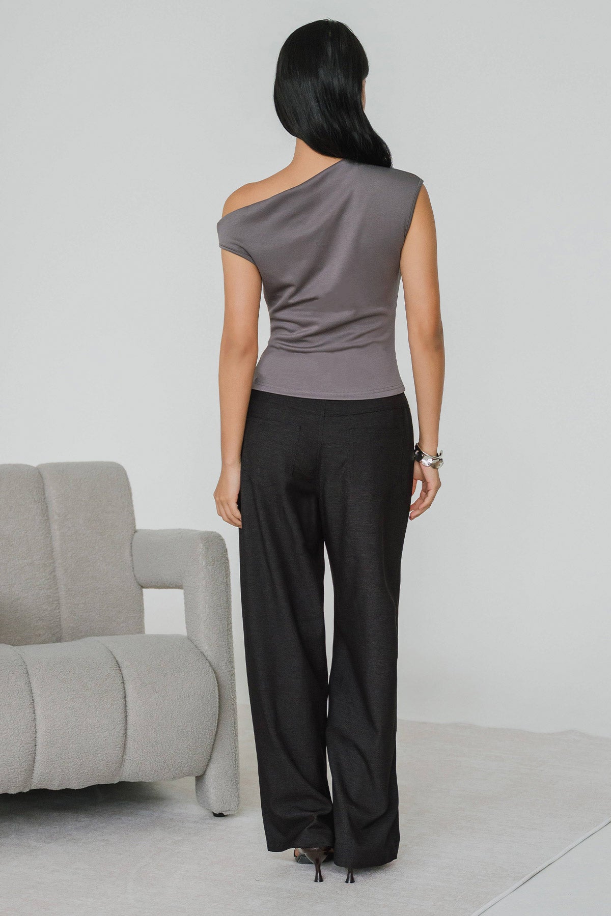 Aless One Shoulder Top (Grey)