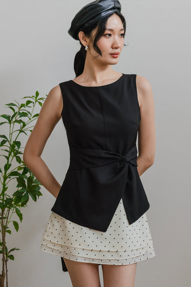 Aniston Padded Knot Top (Black)