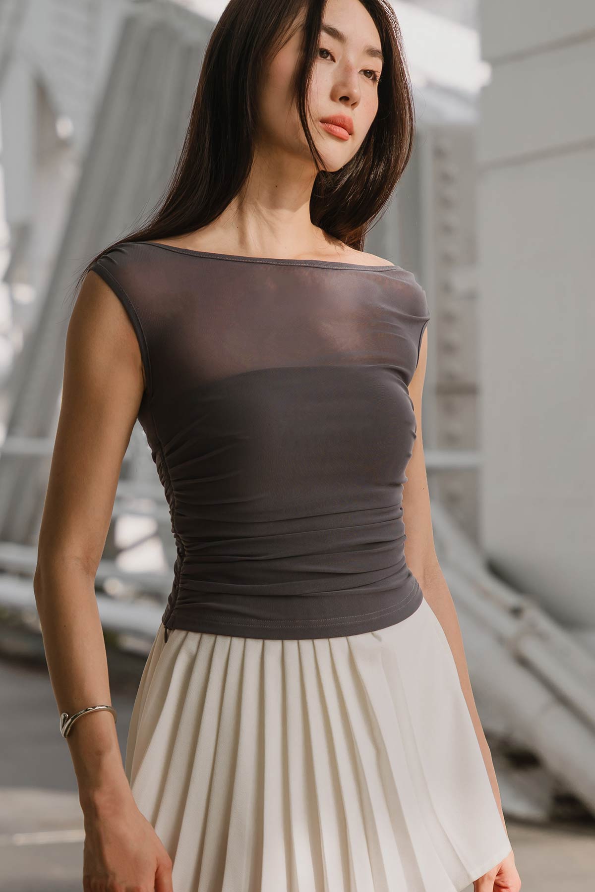 The Moment Mesh Padded Top (Slate)