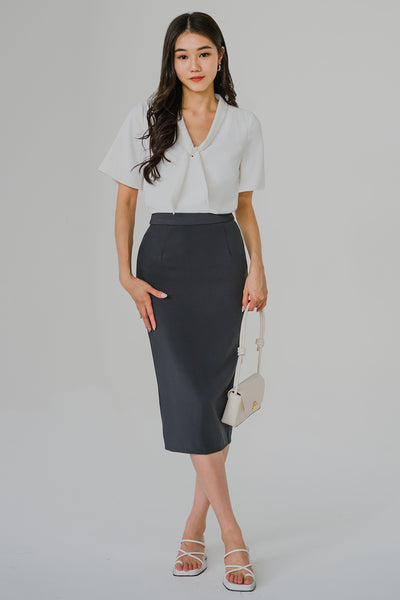 Tailored Column Pencil Skirt (Grey)