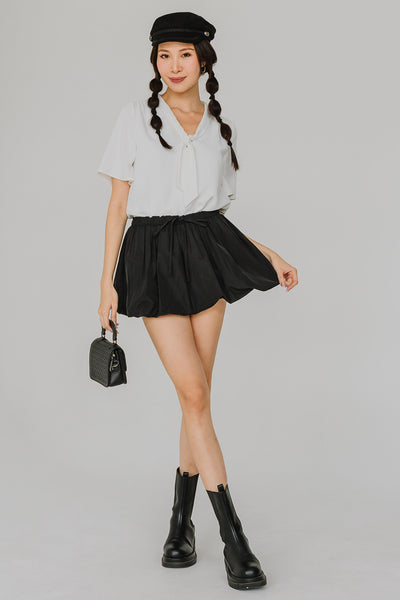 Bubble Hem Mini Skort (Black)